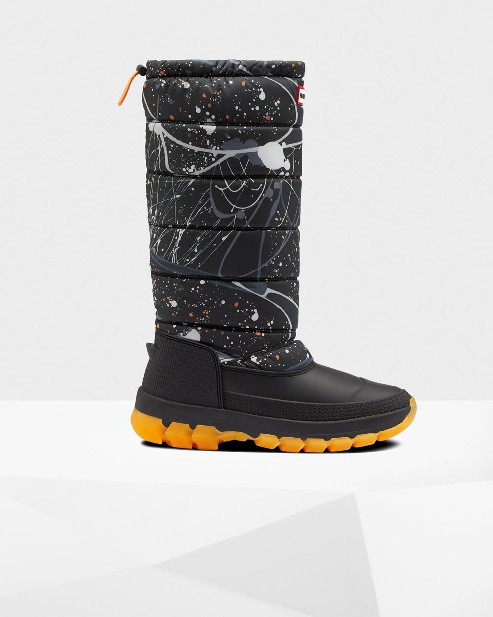 Women Hunter Original Printed Insulated Tall | Snow Boots Grey Black | NZ-10846-TPLD